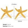 Earrings 316L Stainless Steel 18K Gold Plated Starfish Shells Animal Pattern Electroplated For Women