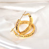 Earrings Titanium Steel 18K Gold Plated Ushaped Diamond Design