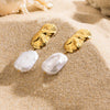 Earrings Titanium Steel Natural Freshwater Pearl Geometric Electroplated Light Luxury Highend Niche Women's