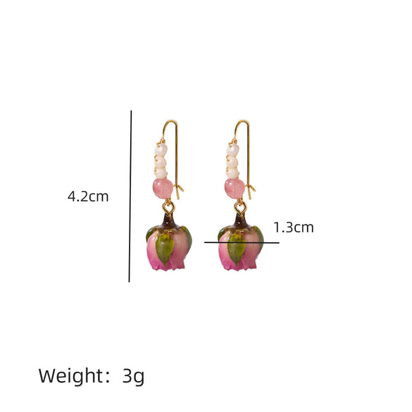 Earrings Titanium Steel Natural Simple Geometric Electroplating For Women