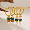 Earrings 316L Stainless Steel Natural Stone Pearl Geometric Electroplated For Women