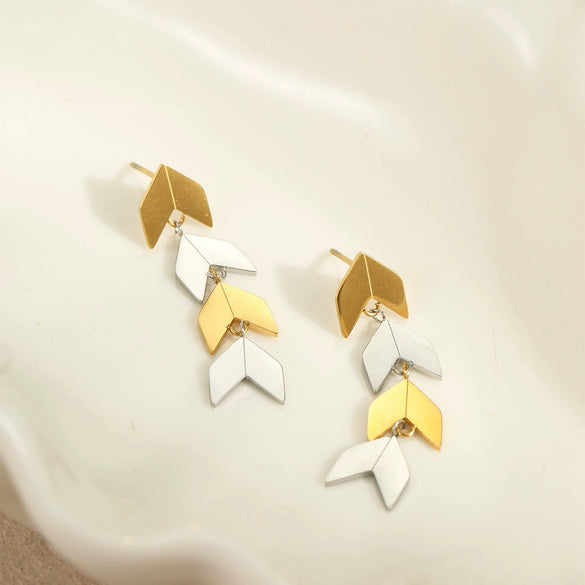 Earrings Titanium Steel Stainless Steel 18K Gold Plated Geometric Rhombus Electroplated For Women