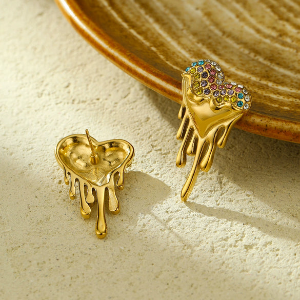 Earrings Titanium Steel Stainless Steel Love Water Drops Shape Electroplated Light Luxury