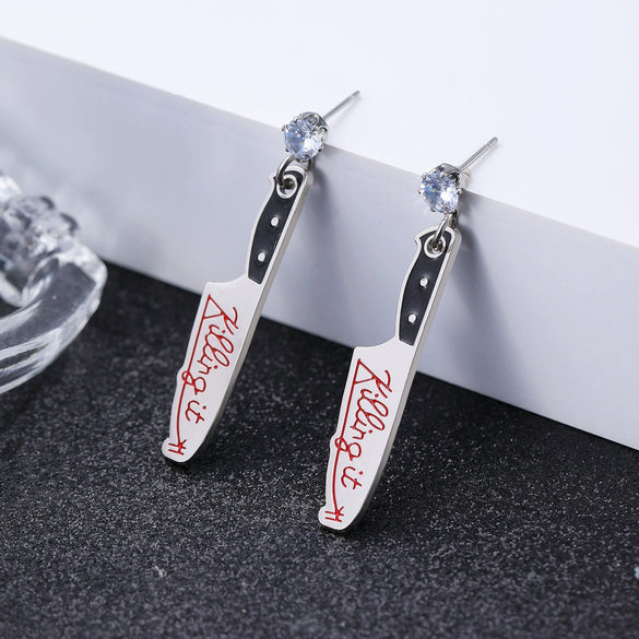 Earrings Zinc Alloy Heart Shape Rivet Punk Electroplating