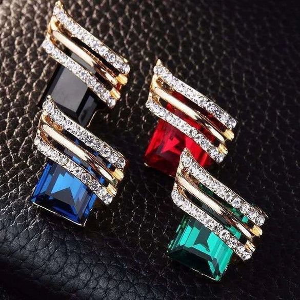 Earrings Zinc Alloy Light Luxury Geometric Crystal For Women