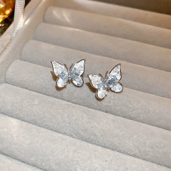 Earrings Zircon Horseshoe C Shaped Silver Needle Light Luxury With Letters Numbers Text Design For Women