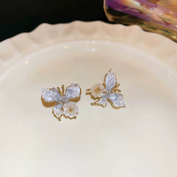 Earrings Zircon Horseshoe C Shaped Silver Needle Light Luxury With Letters Numbers Text Design For Women