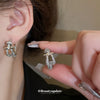 Earrings Zircon Horseshoe C Shaped Silver Needle Light Luxury With Letters Numbers Text Design For Women
