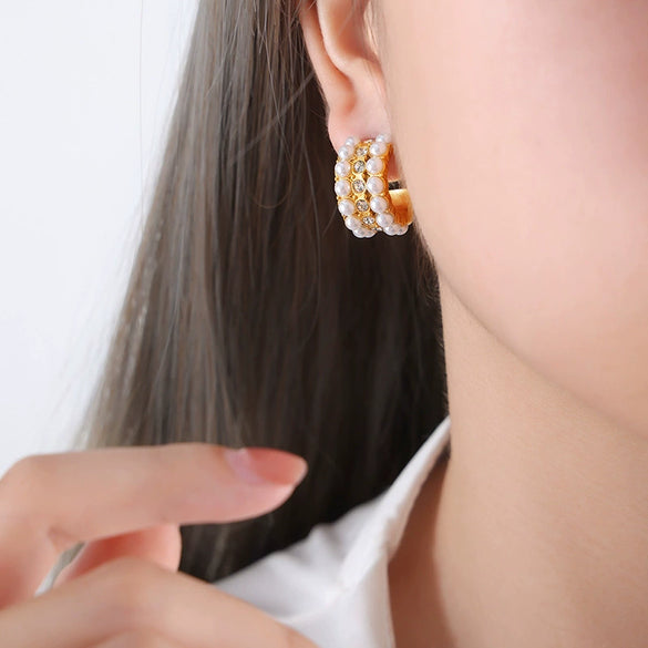 Earrings Zircon Imitation Brass Geometric Electroplating For Women