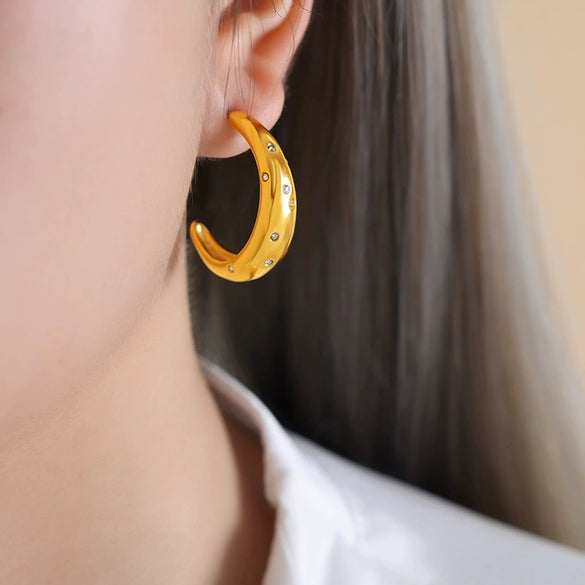 Earrings Zircon Imitation Brass Geometric Electroplating For Women