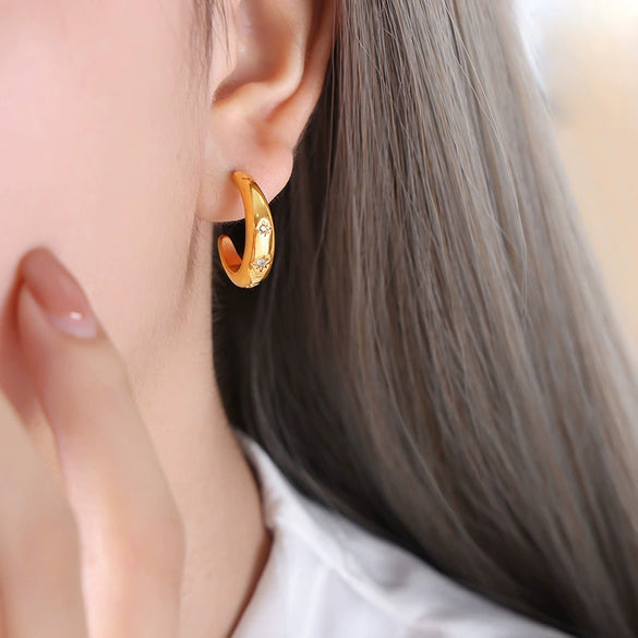 Earrings Zircon Imitation Brass Geometric Electroplating For Women