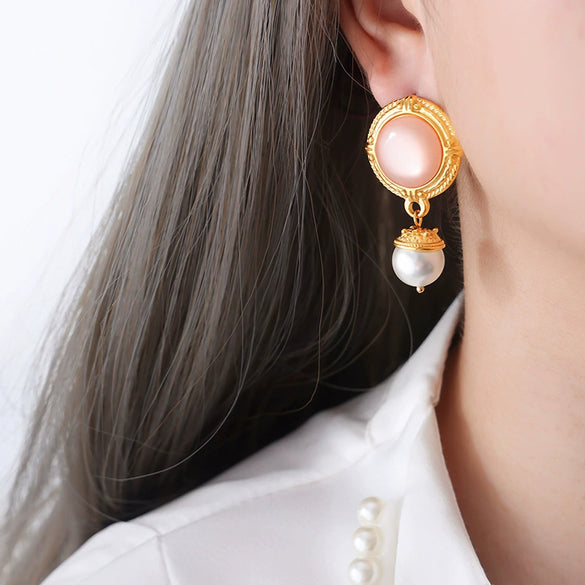 Earrings Zircon Imitation Brass Geometric Electroplating For Women