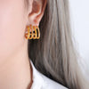Earrings Zircon Imitation Brass Geometric Electroplating For Women