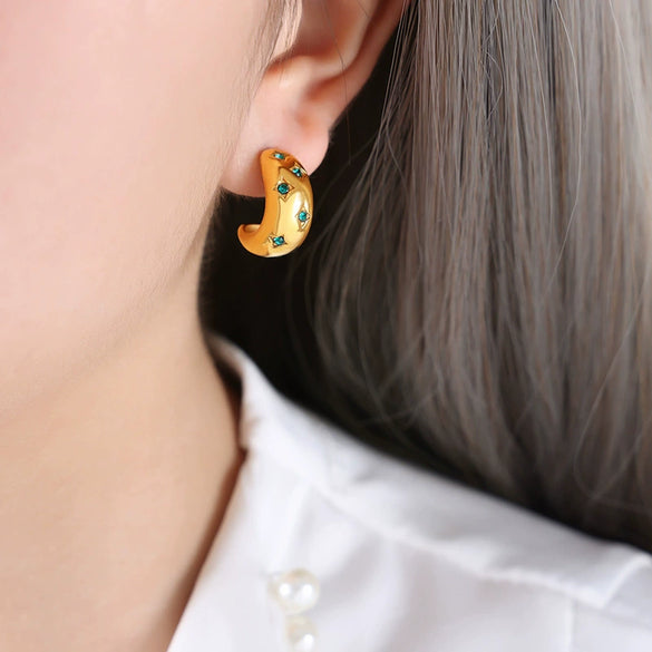 Earrings Zircon Imitation Brass Geometric Electroplating For Women
