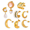 Earrings Zircon Imitation Brass Geometric Electroplating For Women