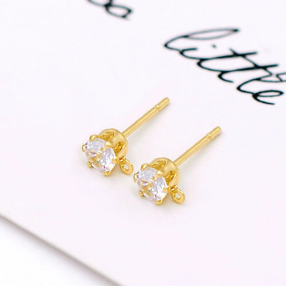 Earrings Zircon 925 Silver Needle Plated With 18K Real Gold 14K Goldfilled Original Design Electroplating