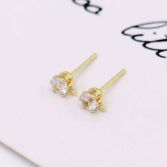 Earrings Zircon 925 Silver Needle Plated With 18K Real Gold 14K Goldfilled Original Design Electroplating