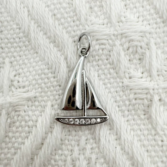 Eco Friendly Fashion Gold Plated Copper Diamond Encrusted Cross Sailboat Cloud Pendant Bracelet Necklace Accessories
