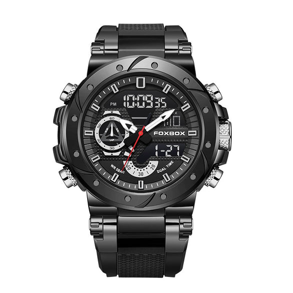 Electronic Sports Watch Mineral Strengthened Glass Mirror Round Dial Alloy Case Silicone Strap