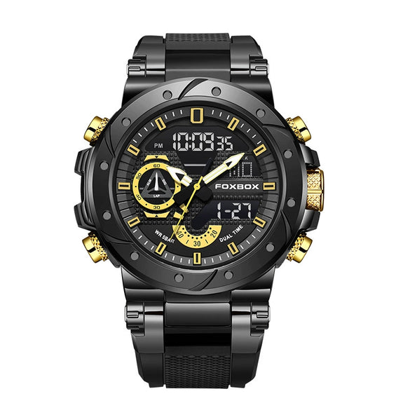 Electronic Sports Watch Mineral Strengthened Glass Mirror Round Dial Alloy Case Silicone Strap