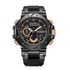 Electronic Sports Watch Mineral Strengthened Glass Mirror Round Dial Alloy Case Silicone Strap