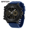 Electronic Watch Acrylic Mirror Tpu Strap Abs Case Rectangular Dual Display Sports Waterproof Luminous Fashion Trend Highend