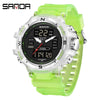 Electronic Watch Alarm Clock Multifunctional For Middle And High School Students Acrylic Mirror Abs Case Tpu Strap Round Dial Chic Style Waterproof
