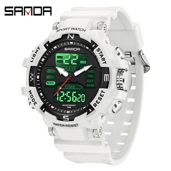 Electronic Watch Alarm Clock Multifunctional For Middle And High School Students Acrylic Mirror Abs Case Tpu Strap Round Dial Chic Style Waterproof