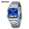 Electronic Watch Alloy Alloy Case Mineral Tempered Glass Mirror Steel Strip Band Square Dial Retro Business Style