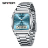 Electronic Watch Alloy Alloy Case Mineral Tempered Glass Mirror Steel Strip Band Square Dial Retro Business Style