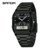 Electronic Watch Alloy Alloy Case Mineral Tempered Glass Mirror Steel Strip Band Square Dial Retro Business Style