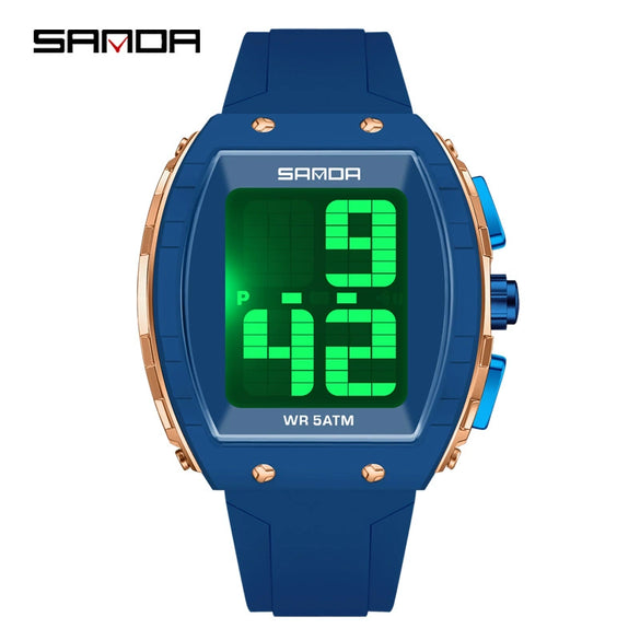 Electronic Watch For The Elderly Blind Multifunction Voice Time Waterproof Silicone Strap Abs Case Highend Style Barrel Shape