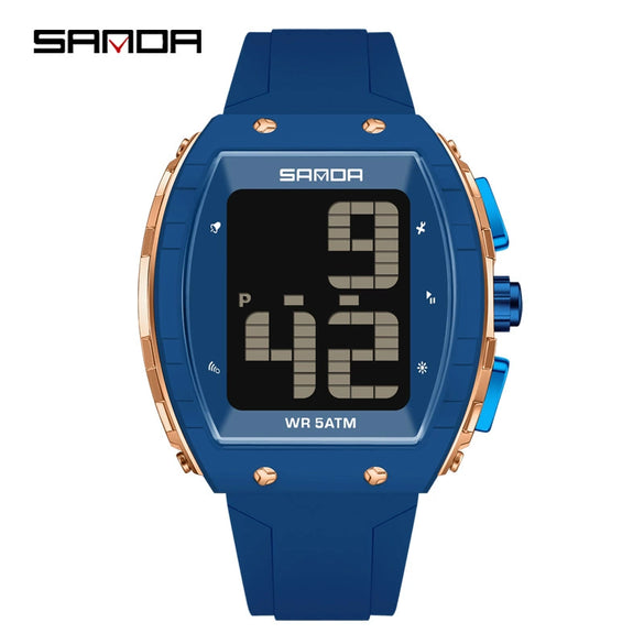Electronic Watch For The Elderly Blind Multifunction Voice Time Waterproof Silicone Strap Abs Case Highend Style Barrel Shape