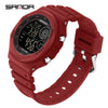 Electronic Watch Multifunction Alarm Clock Student Youth Swimming Waterproof Sports Watch Minimalist Style Round Dial Abs Case Acrylic Mirror Tpu Strap