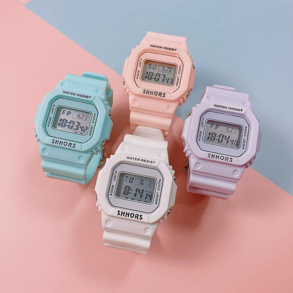 Electronic Watch Plastic Silicone Square For Men And Women Students Jelly Unicorn Macarons Style