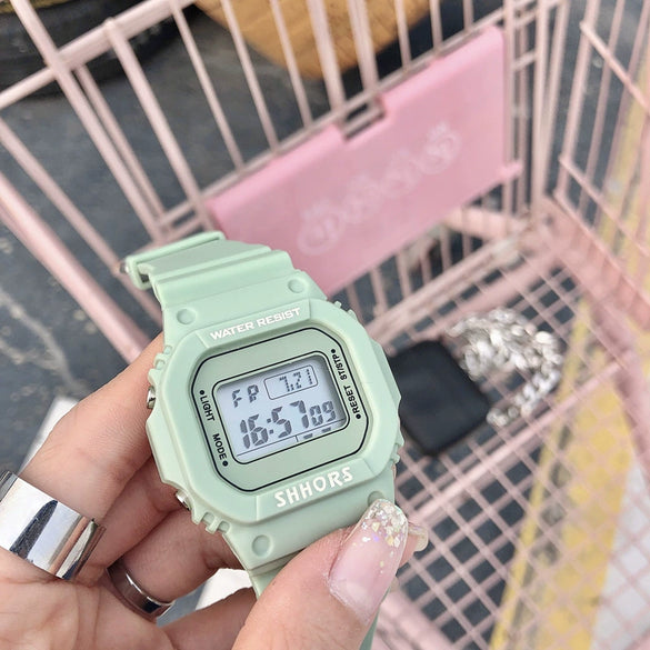 Electronic Watch Plastic Silicone Square For Men And Women Students Jelly Unicorn Macarons Style