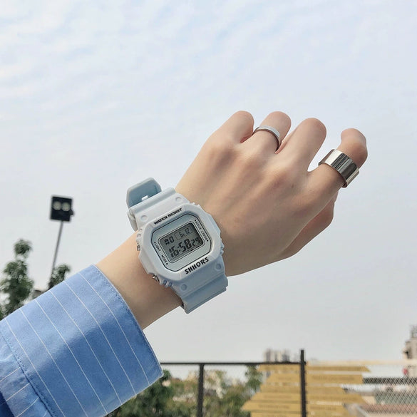 Electronic Watch Plastic Silicone Square For Men And Women Students Jelly Unicorn Macarons Style