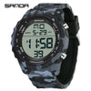 Electronic Watch Silicone Strap Abs Case Acrylic Mirror Round Dial Camouflage Series Outdoor Sports Multifunction