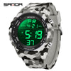 Electronic Watch Silicone Strap Abs Case Acrylic Mirror Round Dial Camouflage Series Outdoor Sports Multifunction