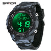 Electronic Watch Silicone Strap Abs Case Acrylic Mirror Round Dial Camouflage Series Outdoor Sports Multifunction