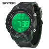 Electronic Watch Silicone Strap Abs Case Acrylic Mirror Round Dial Camouflage Series Outdoor Sports Multifunction