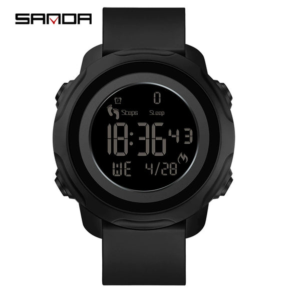 Electronic Watch Silicone Strap Abs Case Acrylic Mirror Round Dial Simple Style Waterproof Multifunctional For Male And Female Students