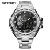 Electronic Watch Steel Band Multifunctional Round Dial Simple Style Waterproof For Men