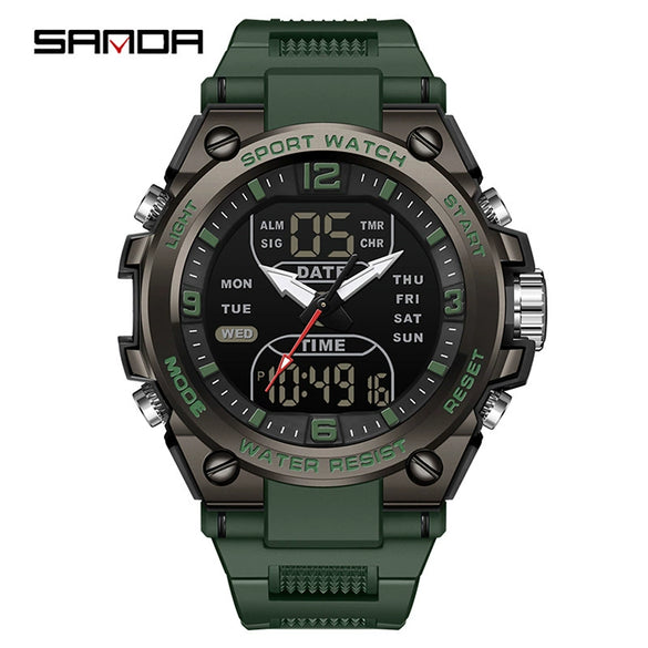 Electronic Watch Tpu Strap Abs Case Acrylic Mirror Round Dial Sports Student Style