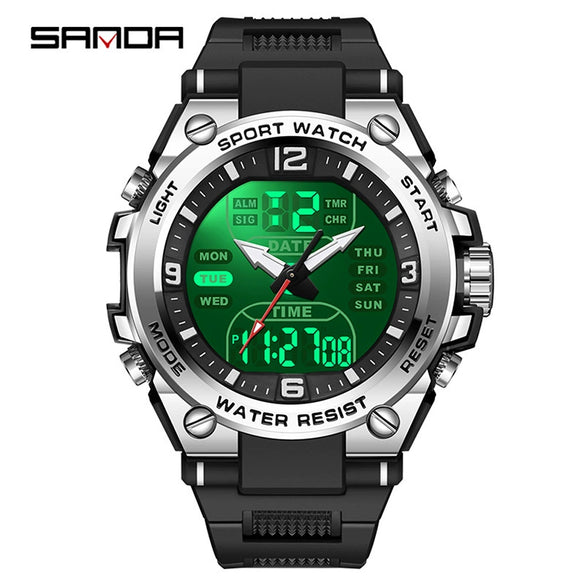 Electronic Watch Tpu Strap Abs Case Acrylic Mirror Round Dial Sports Student Style