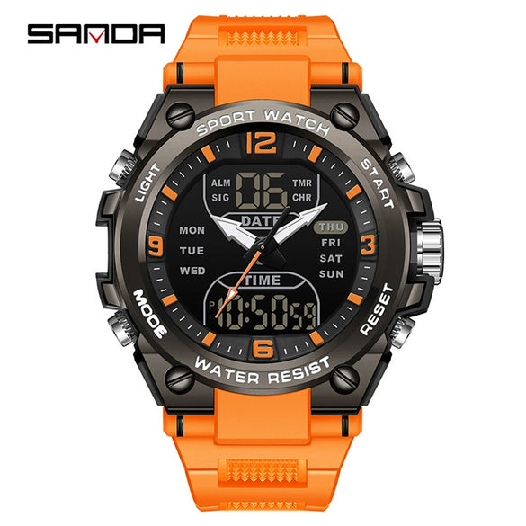 Electronic Watch Tpu Strap Abs Case Acrylic Mirror Round Dial Sports Student Style