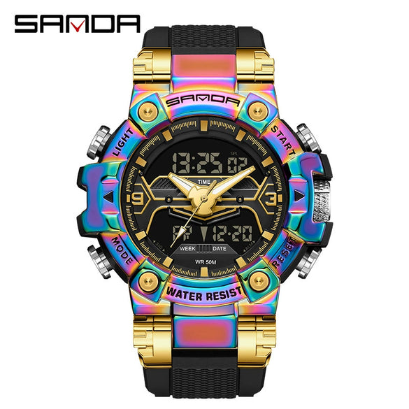 Electronic Watch Zinc Alloy Acrylic Mirror Tpu Strap Round Dial Simple Style Men's Watch