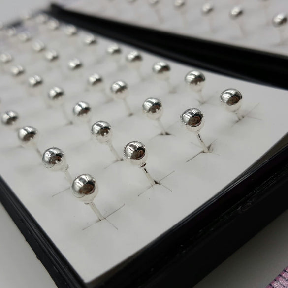 Electroplated 925 Silver Small Ball Wholesale Silver Small Ball Antiallergy Ear Studs 20 Pairs Boxed Painless Ear Piercing Round Ball