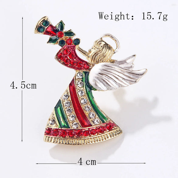 Electroplated Alloy Cartoon Angel Blowing Christmas Brooch Unisex Holiday Corsage Pin