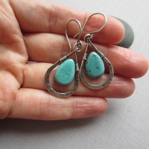 Electroplated Alloy Geometric Drop Earrings With Handwrapped Silk Detail Retro Creative Statement Jewelry